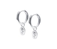 Chrysanthemum Birth Flower Silver Huggie Earring Charms HO-2717